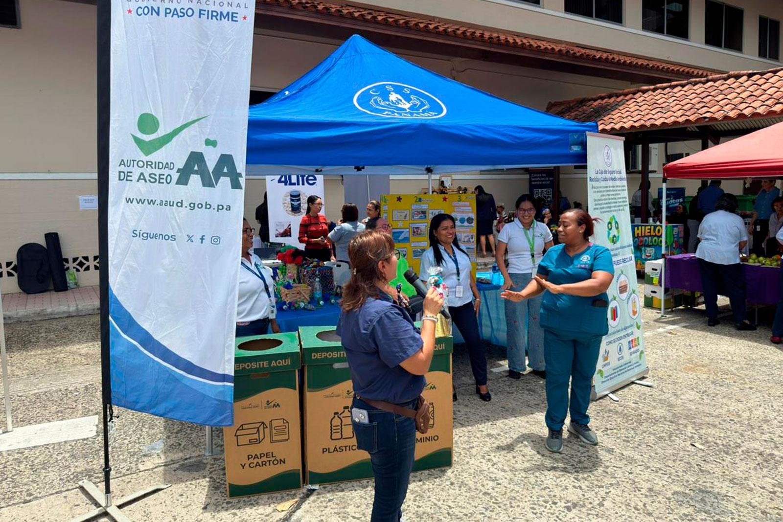 Exhiben prácticas de reciclaje y reutilización de desechos en feria de salud de la Caja de Seguro Social