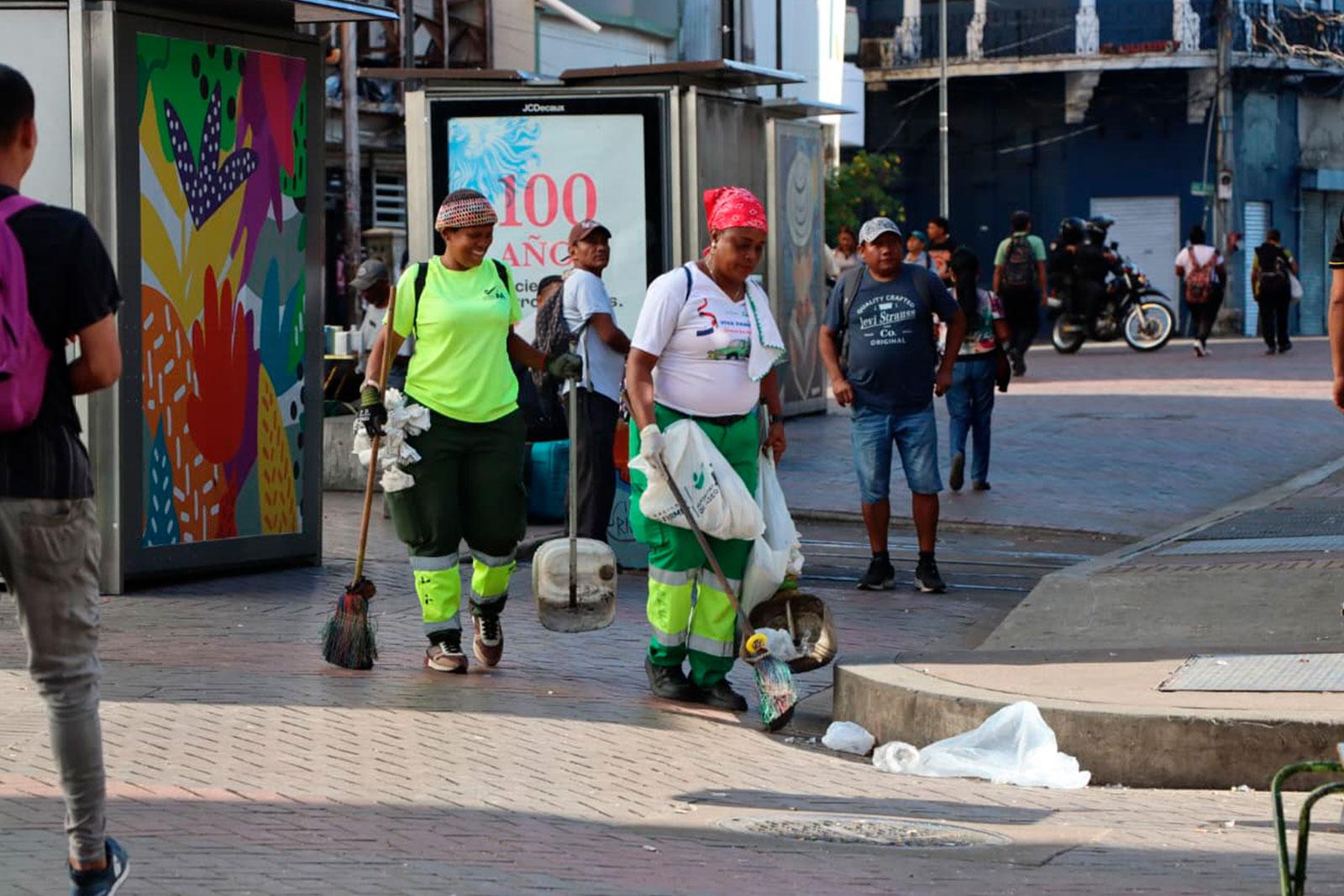 Hormiguitas remueven desechos mal dispuestos en las tinaqueras de La Peatonal.