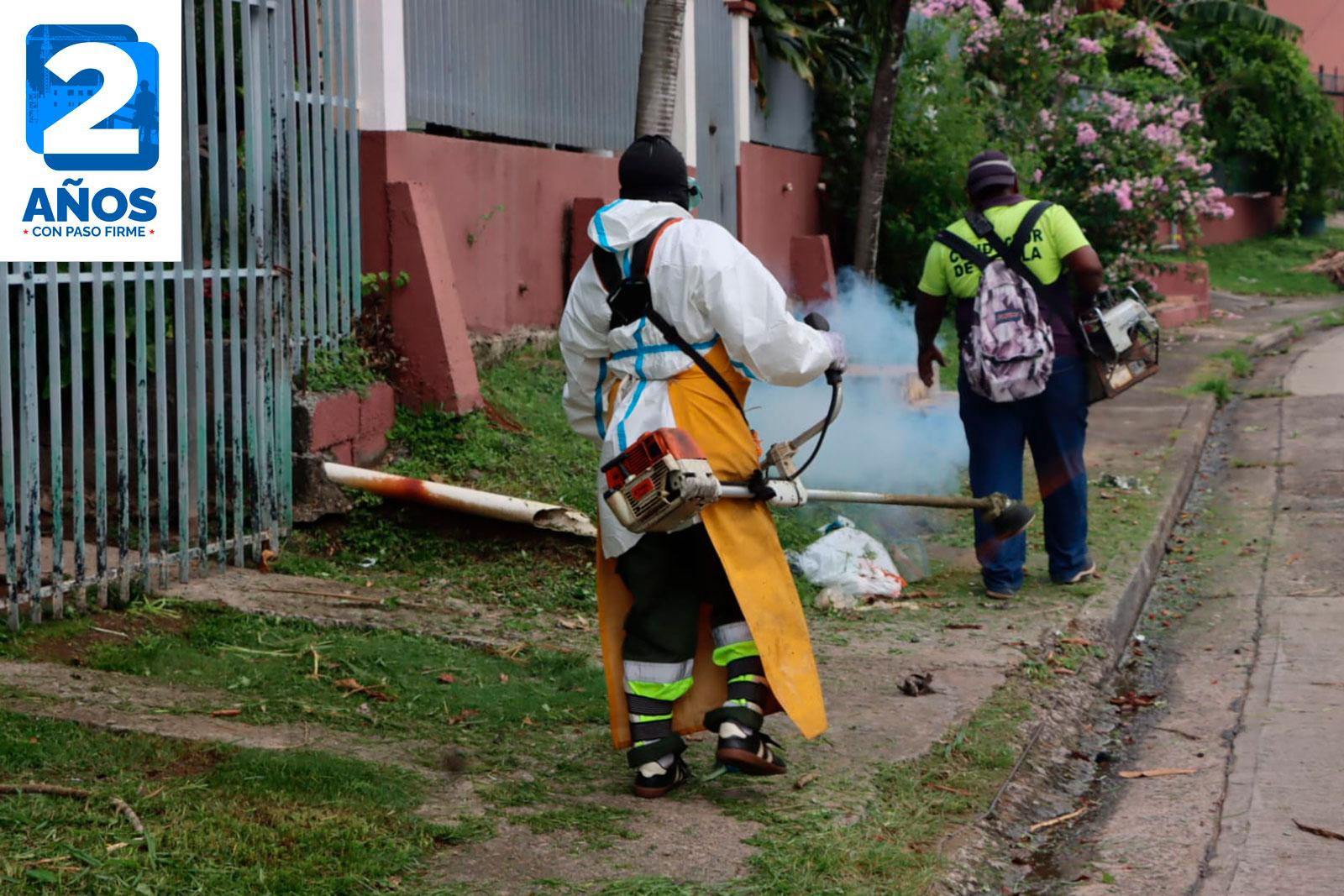 Fumigación y corte de herbazales en Calle K en San Miguelito