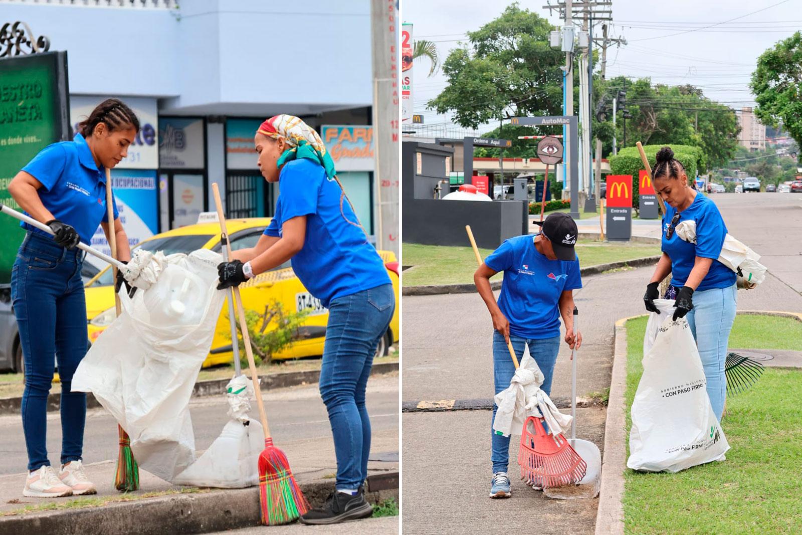 Jóvenes del Centro Femenino de Rehabilitación La Esmeralda realizan barrido en el área de San Miguelito